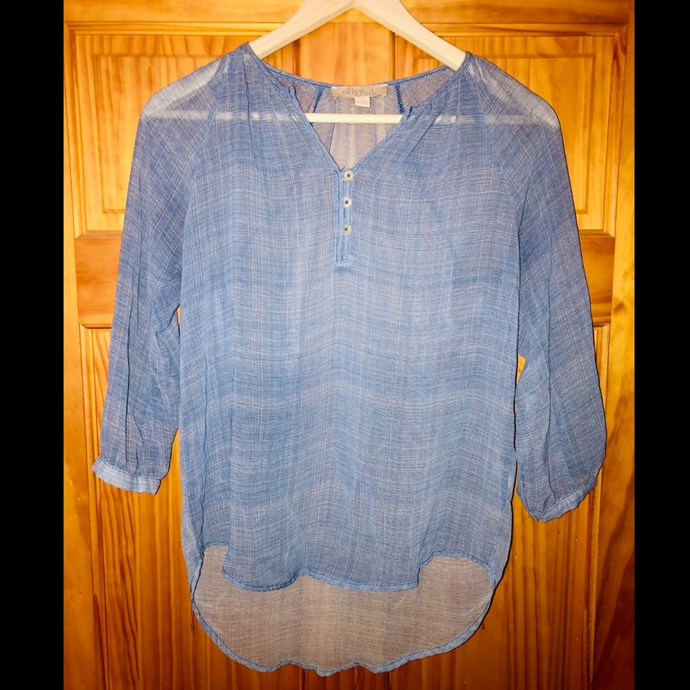 Olive & Oak 3/4 Sleeve Sheer Top Size XS